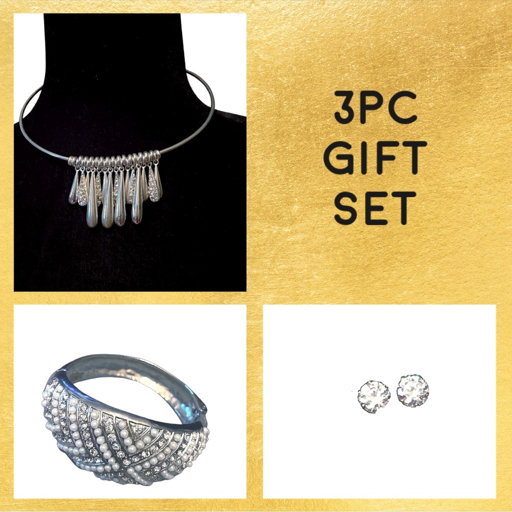 3Pc Silver Tone Set